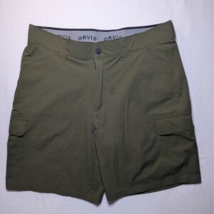 Orvis Olive Cargo Shorts Mens 34 Hiking Utility Outdoor Casual